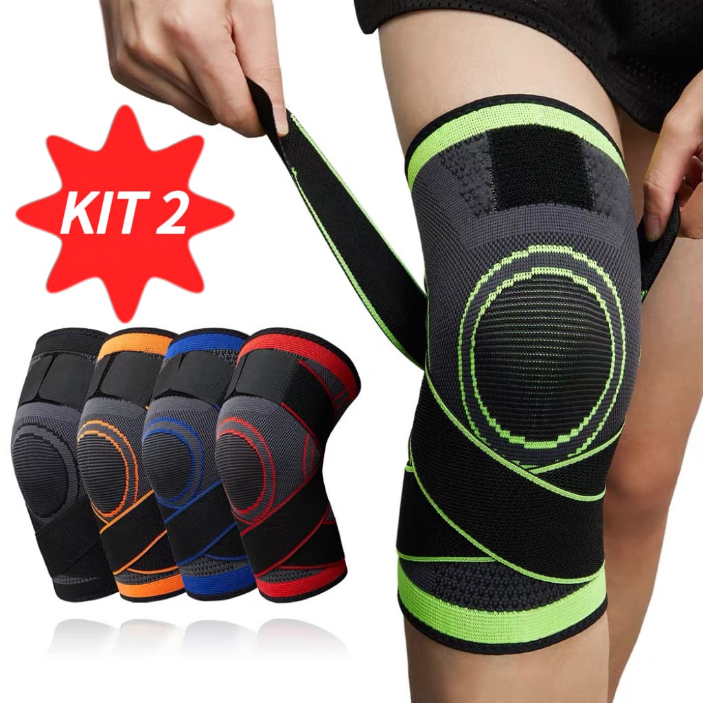 Kit 2 Joelheiras Esportivas Ajustáveis – Compressão Leve para Corrida, Bike e Academia
