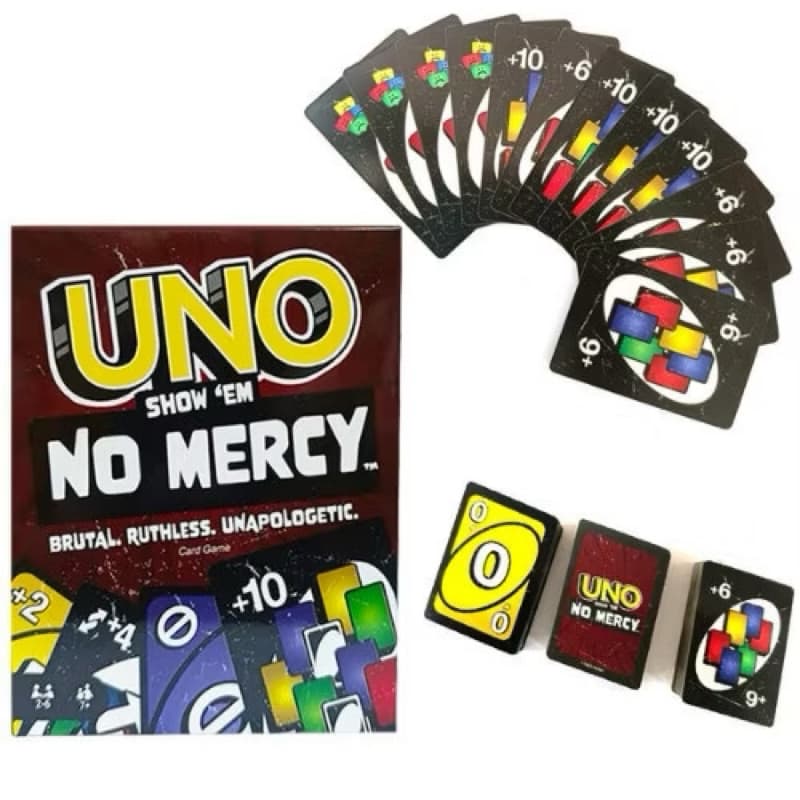 UNO No Mercy – Jogo de Cartas com 168 Cartas Exclusivas, Novas Regras Extremas, Diversão Garantida para Família e Amigos