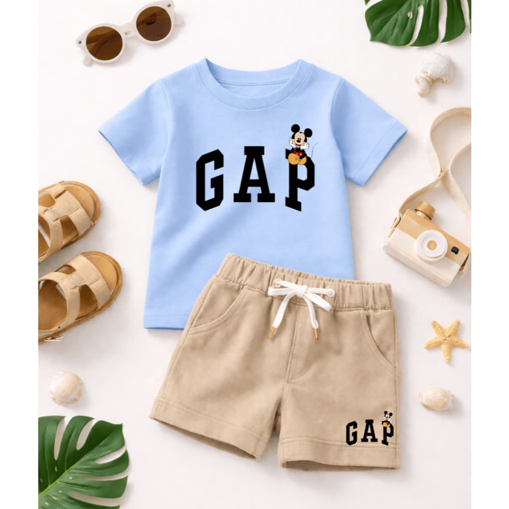 Conjunto infantil  - Estiloso - de menino camiseta manga curta e bermuda de moletom - básico casual - Em alta