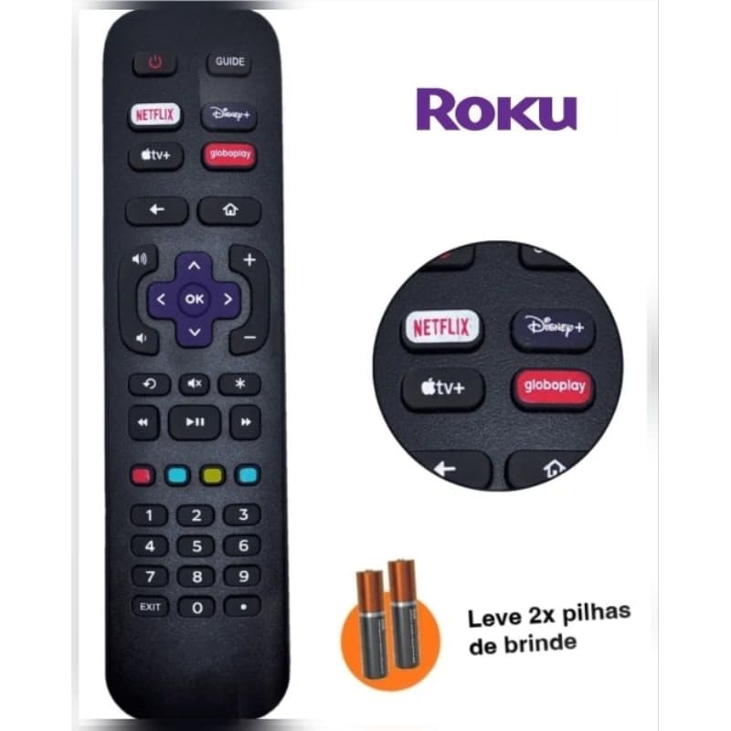Controle Remoto Lelong LE-7356 TV ROKU Compatível Philco Britânia AOC Semp TCL Smart LED 4K