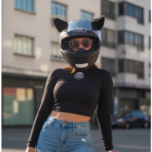 Orelhinhas de gatinha para capacete preto ou rosa
