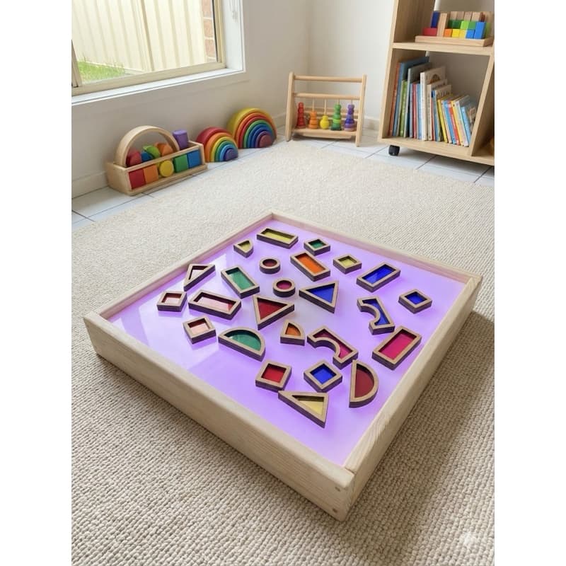 Mesa De Luz Sensorial Montessori Pikler - Caixa De Luz Colorida RGB Educativa ABC Montessori