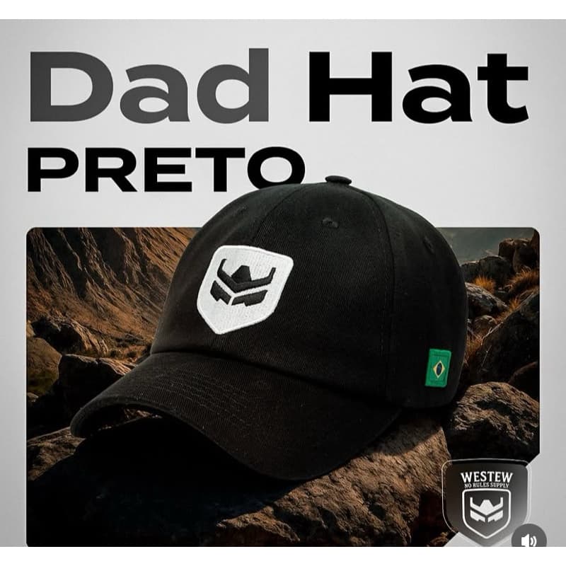 boné dad had Rincon westew aba curvada e regulagem com fitão boné preto bordado