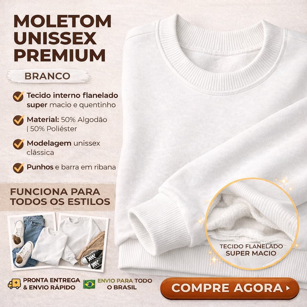 Moletom Careca Liso Casaco com Gola Redonda Unissex com ribana Flanelado Blusa de frio Promoção Estoque