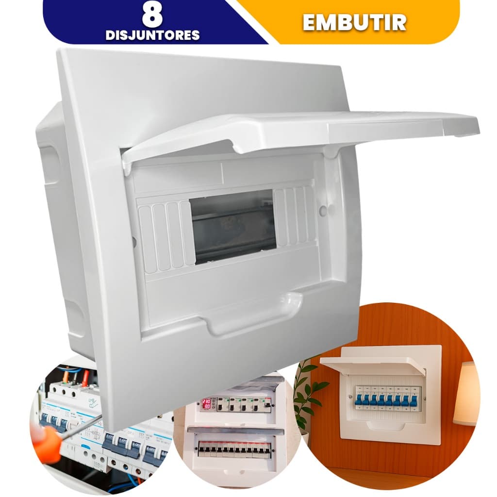Quadro de Distribuição 8 Polos Din Embutir Acompanha Trilho din Para 8 Disjuntor Interruptor Caixa