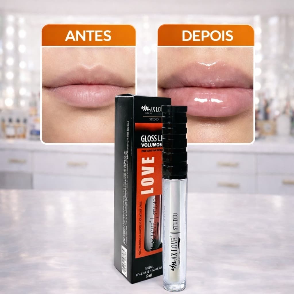 Gloss Max Love Lip Volumoso Incolor 01 - Gloss Aumenta Boca Com Acido Hialurônico