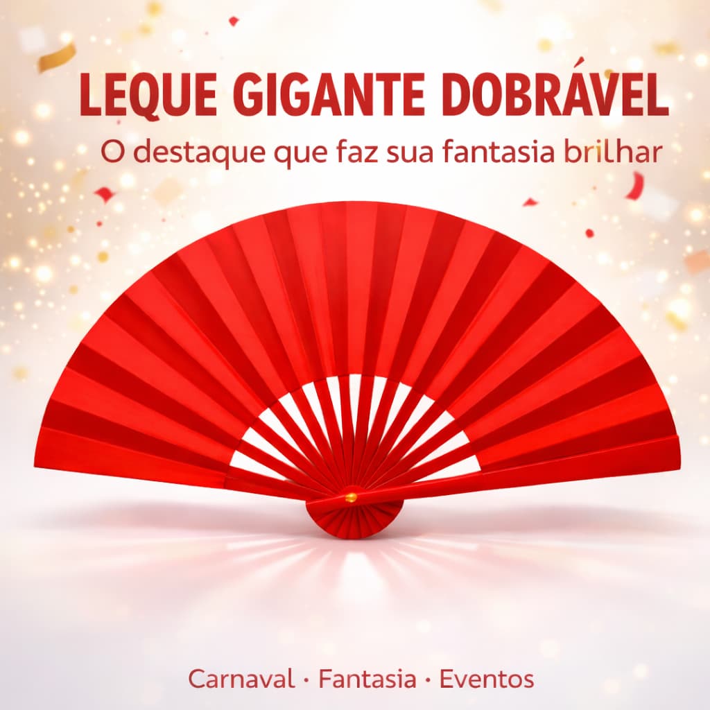 Leque Gigante Dobrável Ideal para Carnaval Fantasia Eventos Apresentações