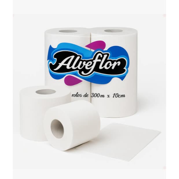 Papel Higiênico Rolão Institucional Alveflor -  300x10m C/ 8 Rolos