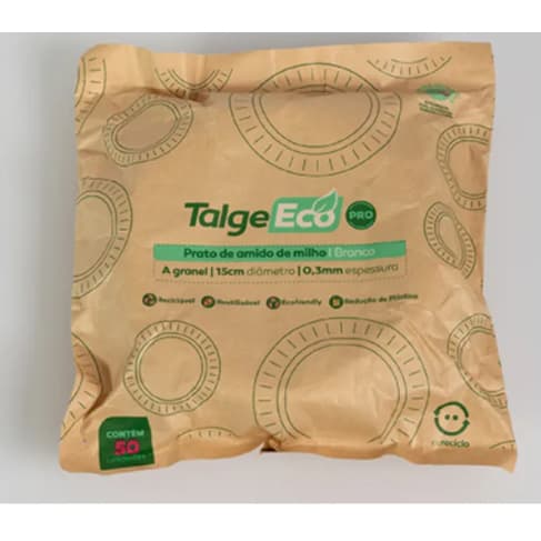 Prato de Amido De Milho  Branco - Talge Eco Pacote C/ 50 Unidades
