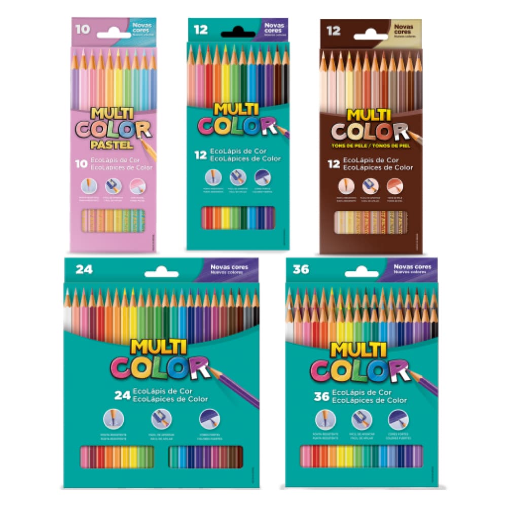 Lapis de Cor Multicolor Sextavado / Pastel / Pele / Material Escolar / Volta as Aulas