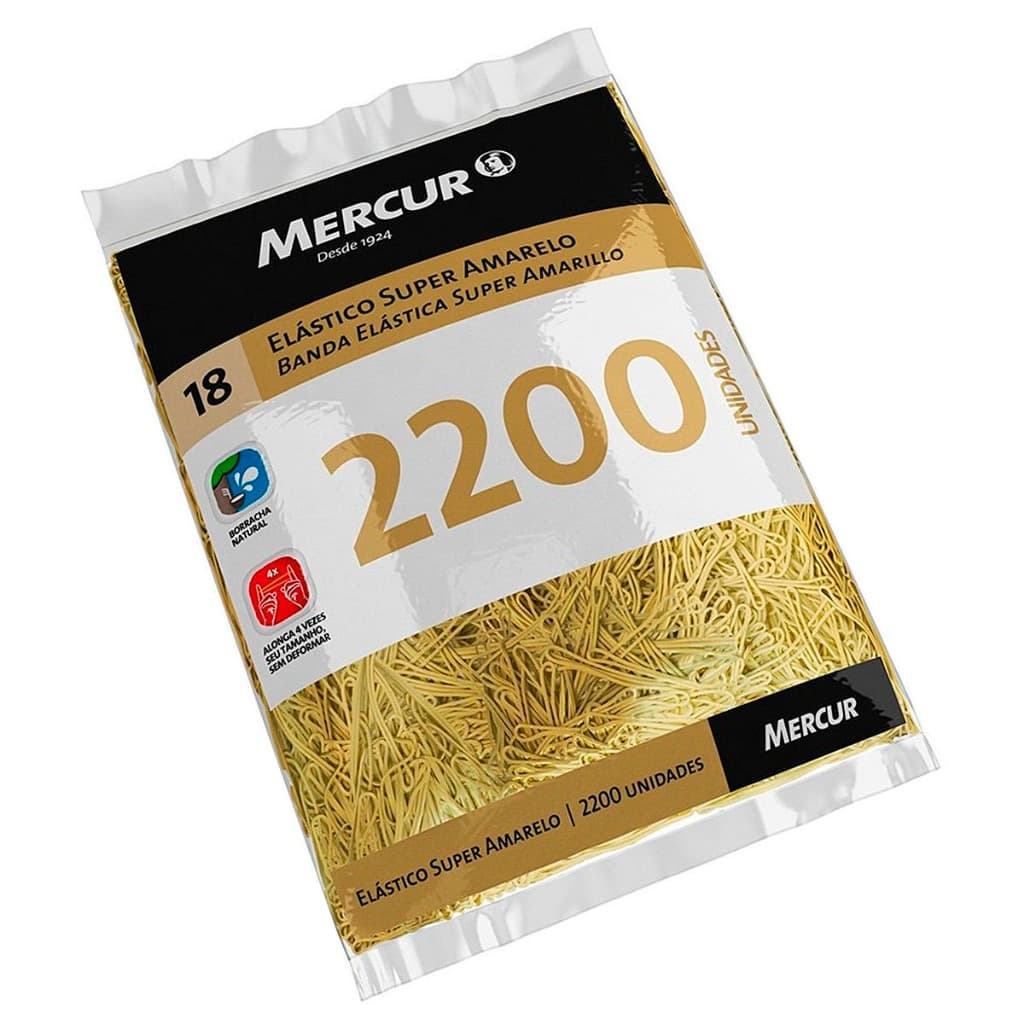 Elástico Liguinha Dinheiro Super Amarelo 18 Mercur 2200 Unidades