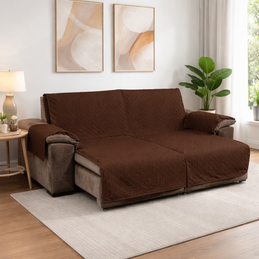 Protetor de Sofá Retratil Liso Matelado Inclinavel C/ Porta Objetos 180 220 240 m