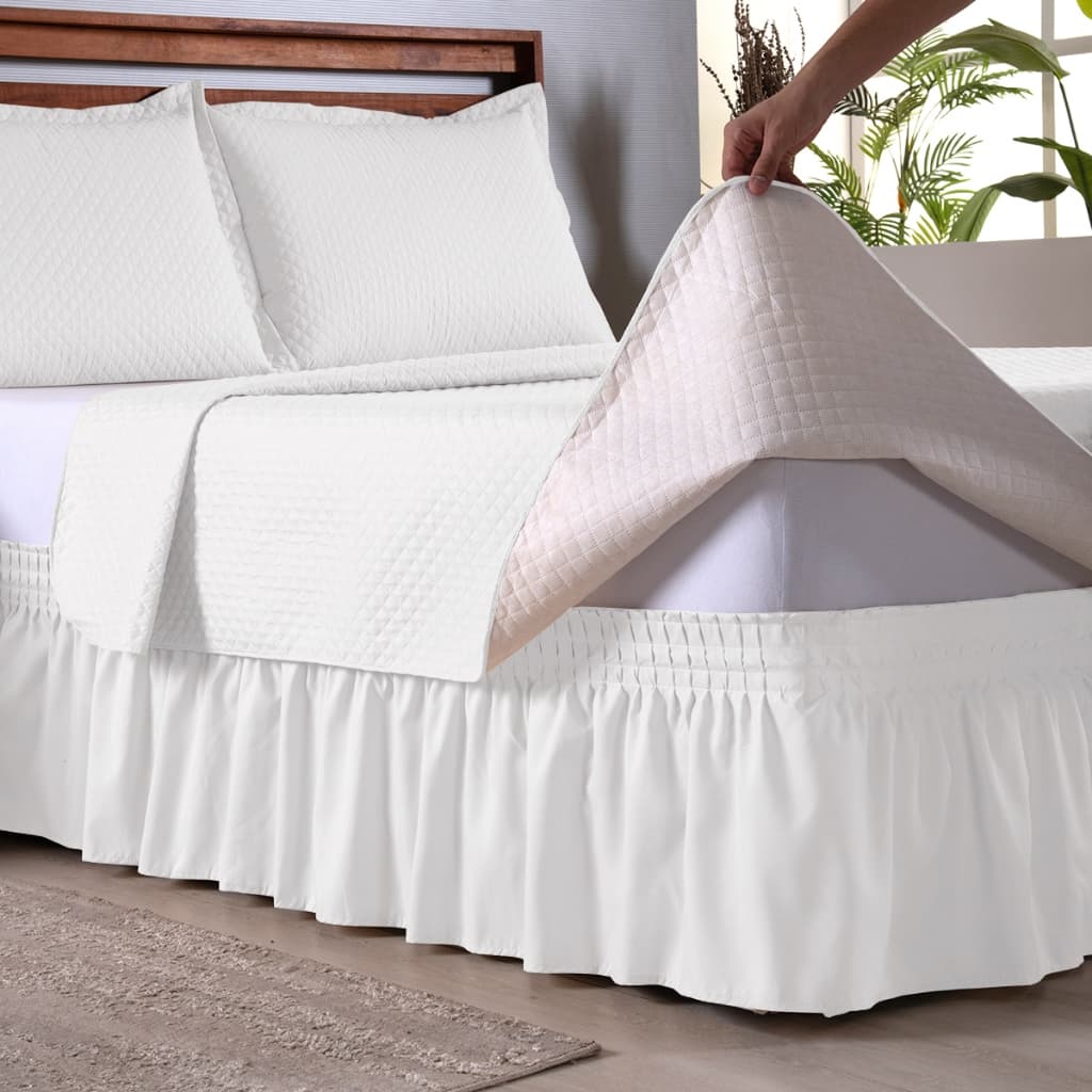 Kit Cobre Leito + Saia Box Cama Casal Queen King Super King Solteiro Matelado Jogo De Cama