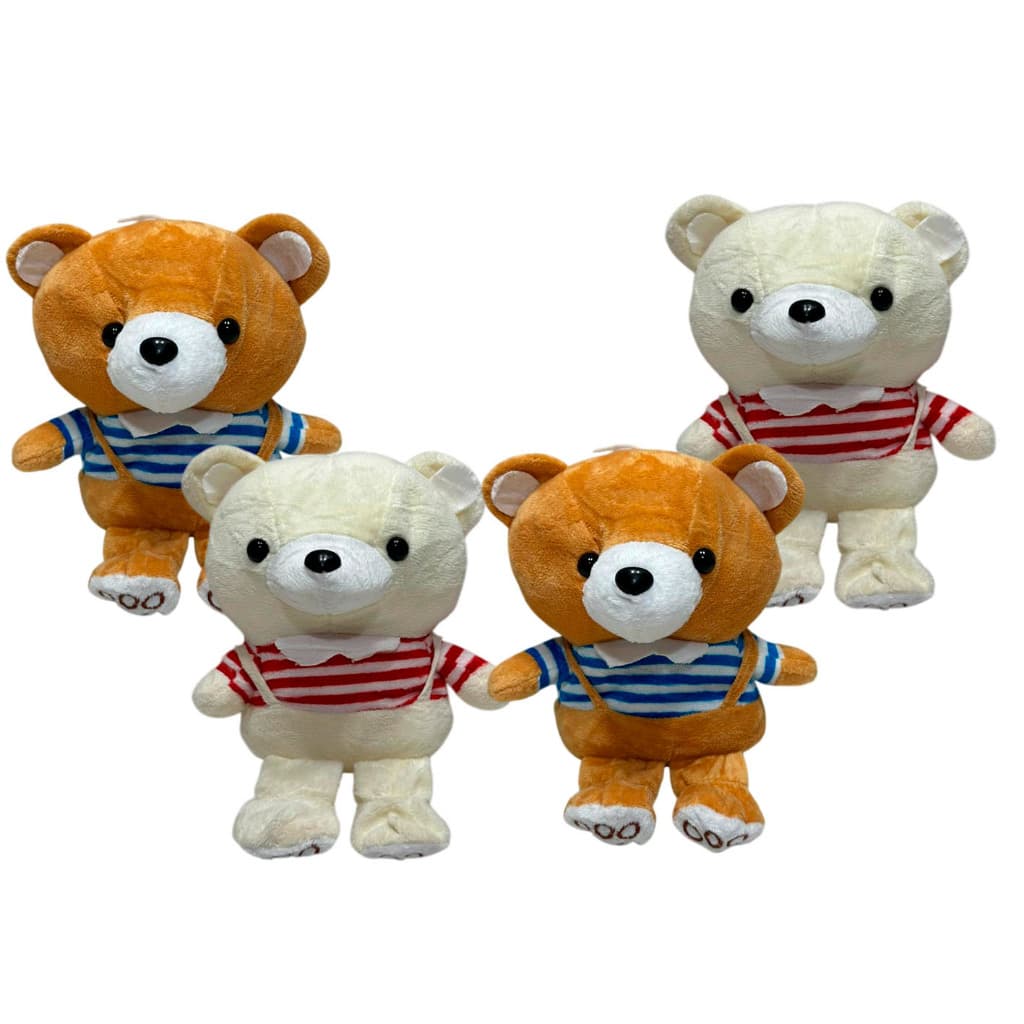 Kit 4 Urso De Pelucia Cesta Com Roupinha Fofo Decoração Lembrancinha Ursinho Infantil Nicho - 20cm