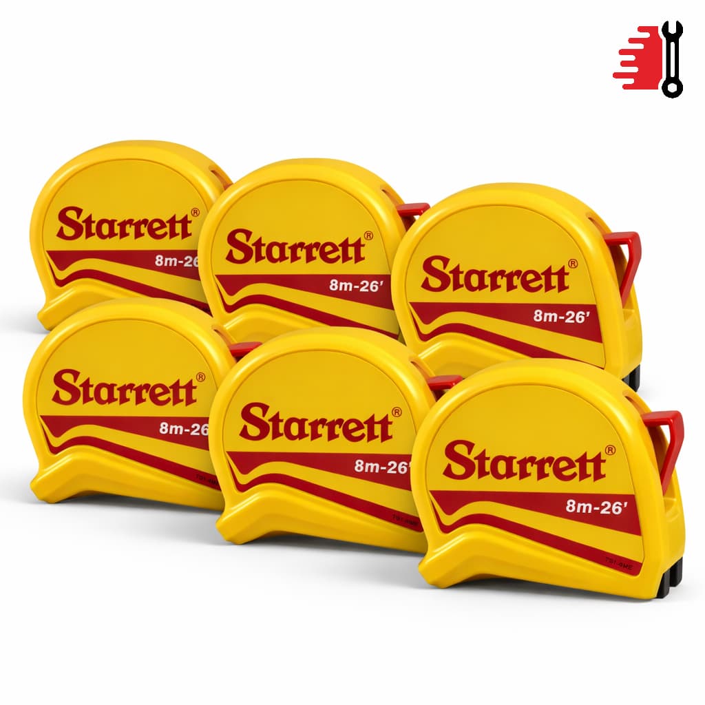 Kit 6 Trenas Starrett 8m Profissional Fita De Aço Milímetros E Polegadas Com Trava