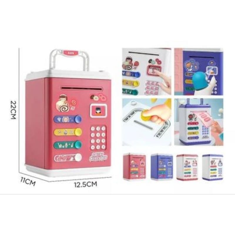 Mini Cofrinho de Luxo Mágico Eletrônico Digital com Senha Puxa Notas Automático Brinquedo Cofre para Crianças