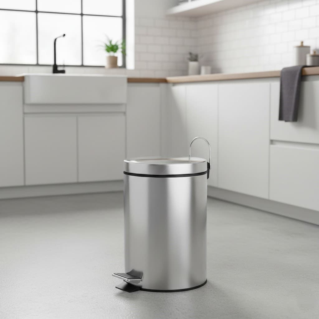 Lixeira Inox Redonda Multiuso 5 Litros – Lixeira Para Banheiro Quarto Cozinha Qualidade Super Luxo