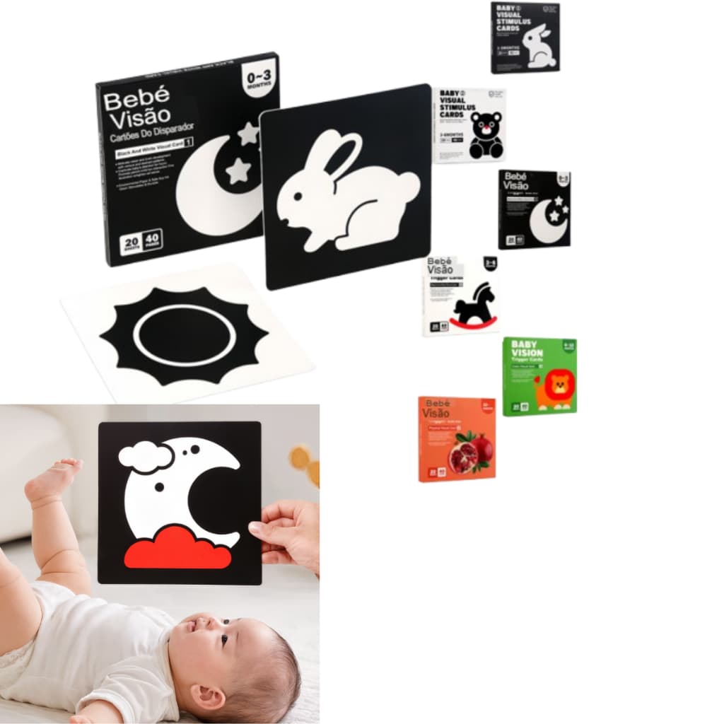 Cartas Alto Contraste Cartôes Montessori Imagens Para Bebes 0 a 12 Meses Atividade Educativa Brinquedo Infantil Estimula