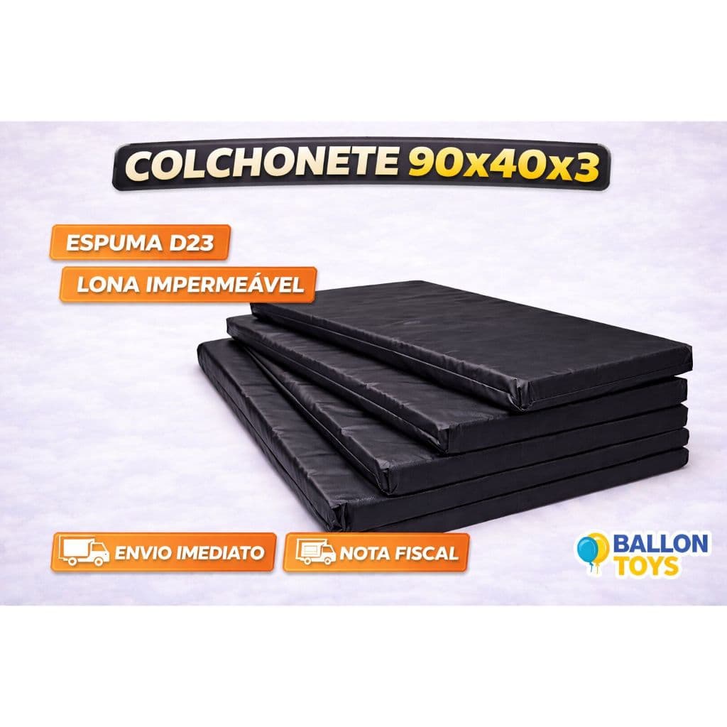 5 Colchonete Preto Academia Premium 90x40x3 com Espuma Macia Impermeável Compacto Fit Mat Yoga Pilates