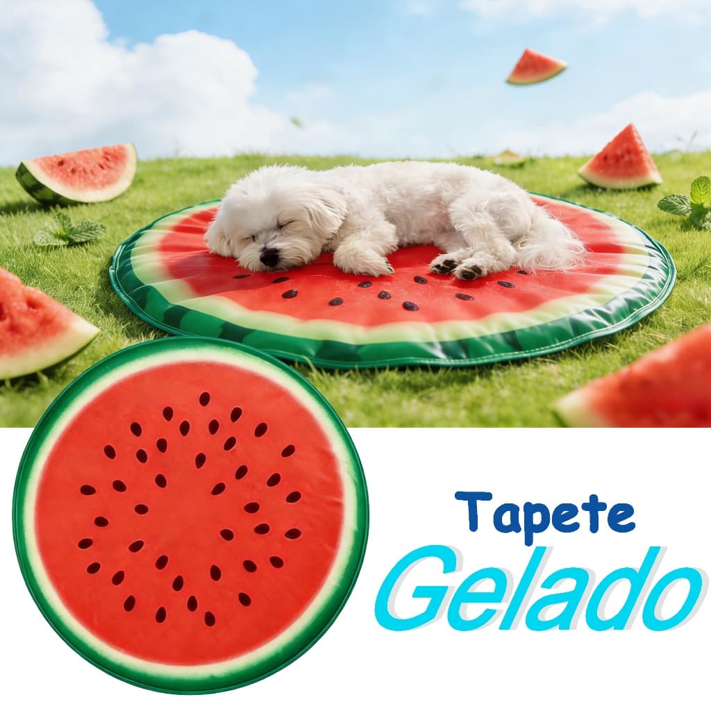 Tapete Gelado 60X60cm Refrescante Pet Cachorro Cães Gatos Melancia Gelado Almofada Colchonete Cama