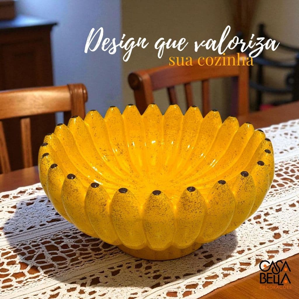 Banana Grande Fruteira para Mesa Decoração de Cerâmica Mesa Cozinha Suporte para Frutas