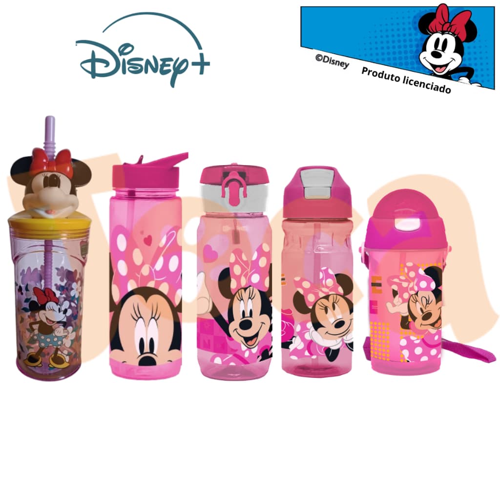 Garrafas E Copo 3D Com e Sem Canudo Disney Minnie - Produto Licenciado