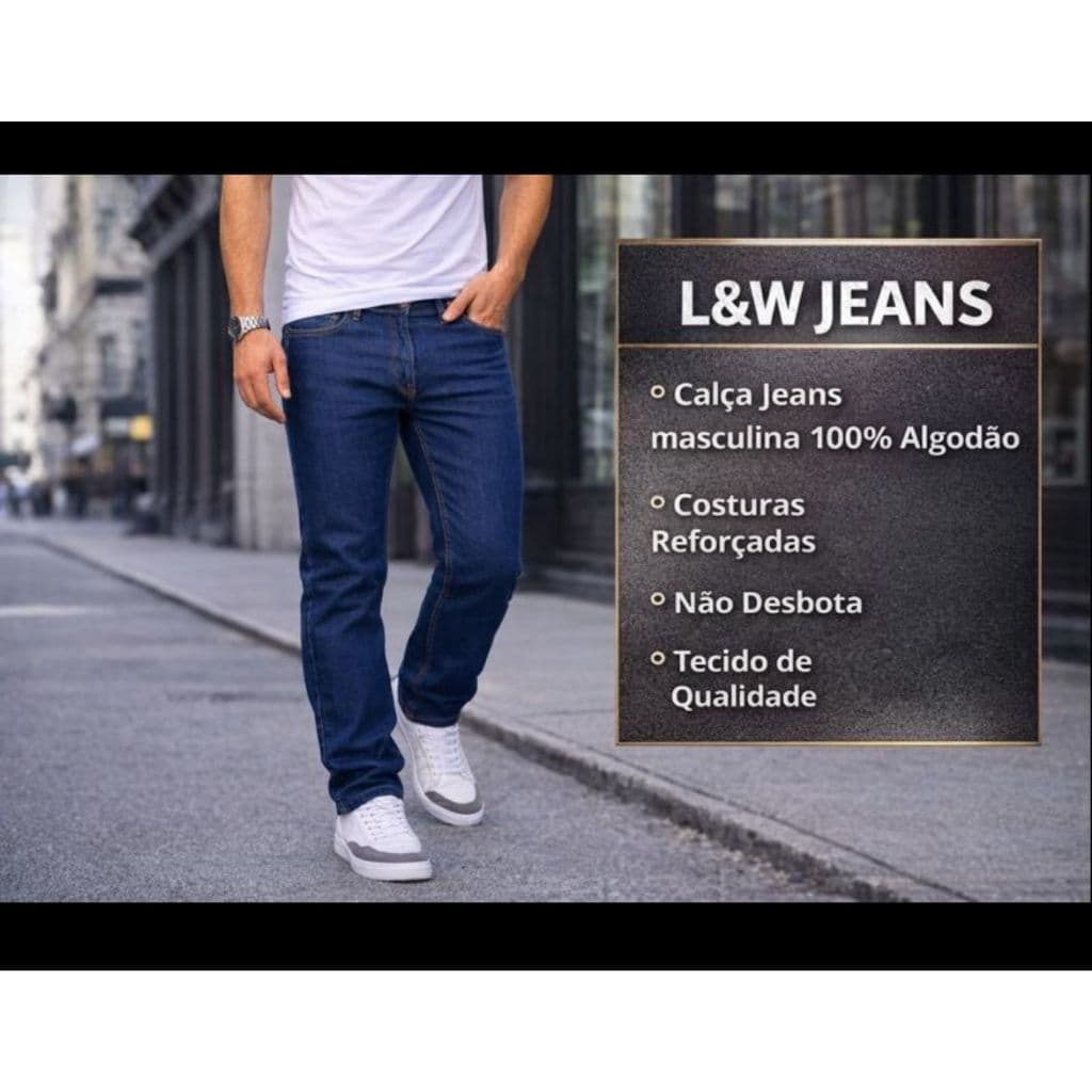 Calça Jeans Masculina com Elastano Tradicional Confortável para Trabalho