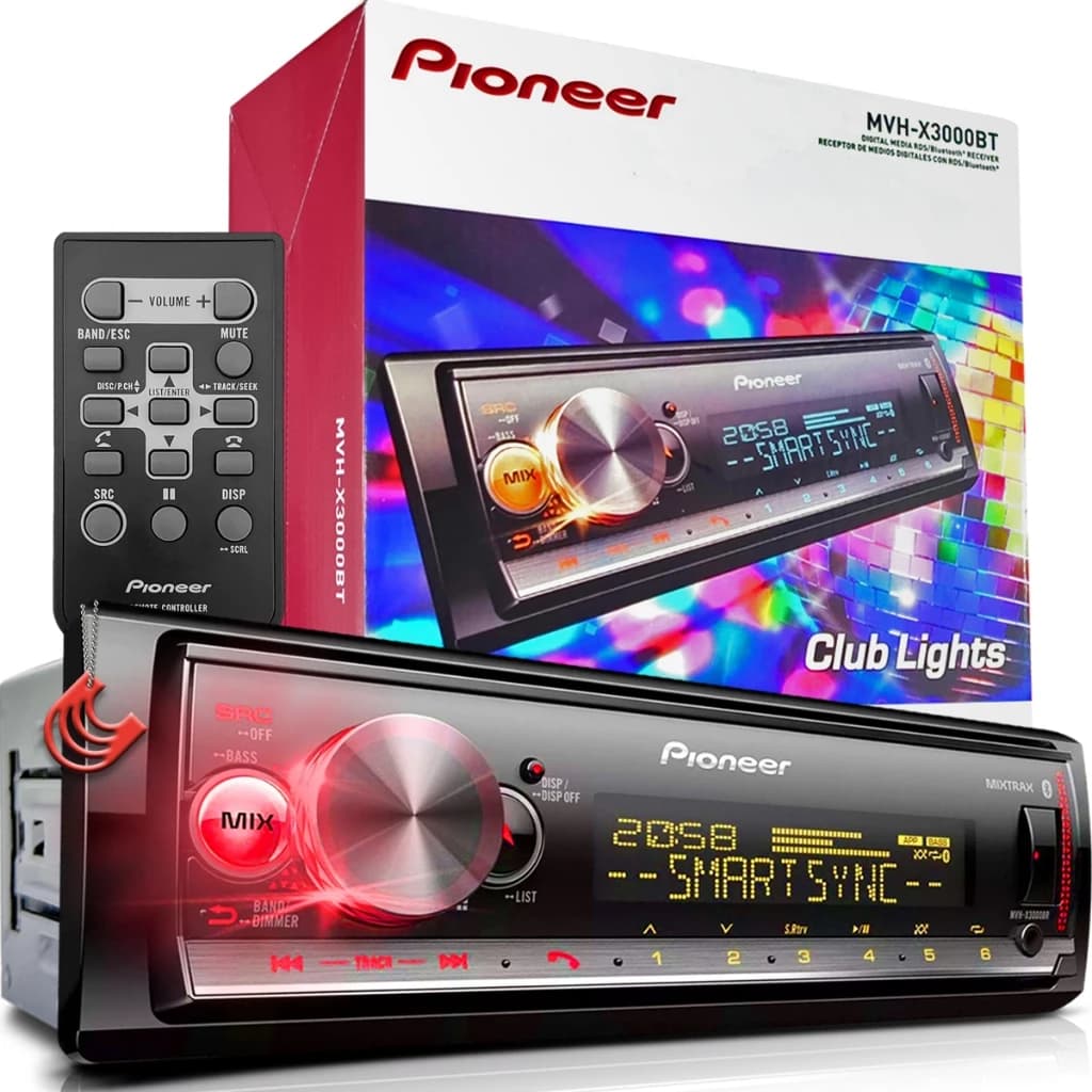Radio Pioneer MVH-X3000BT Aparelho MP3 Player Auto Som Automotivo Bluetooth Usb Auxiliar P2 FM AM