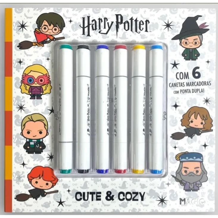 Livro De Colorir Harry Potter Cute E Cozy Com Canetinhas com dpontas dupla