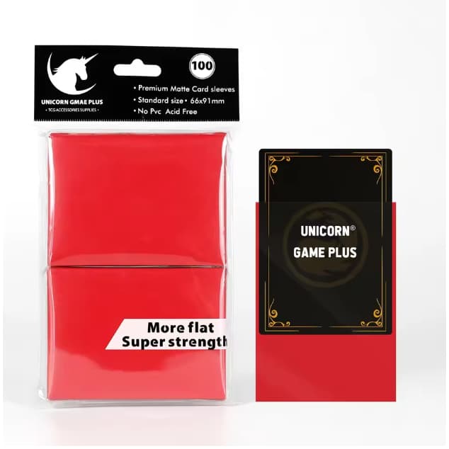 SLEEVES UNICORN GAME PLUS VERMELHO MATTE PADRÃO 100 UNIDADES