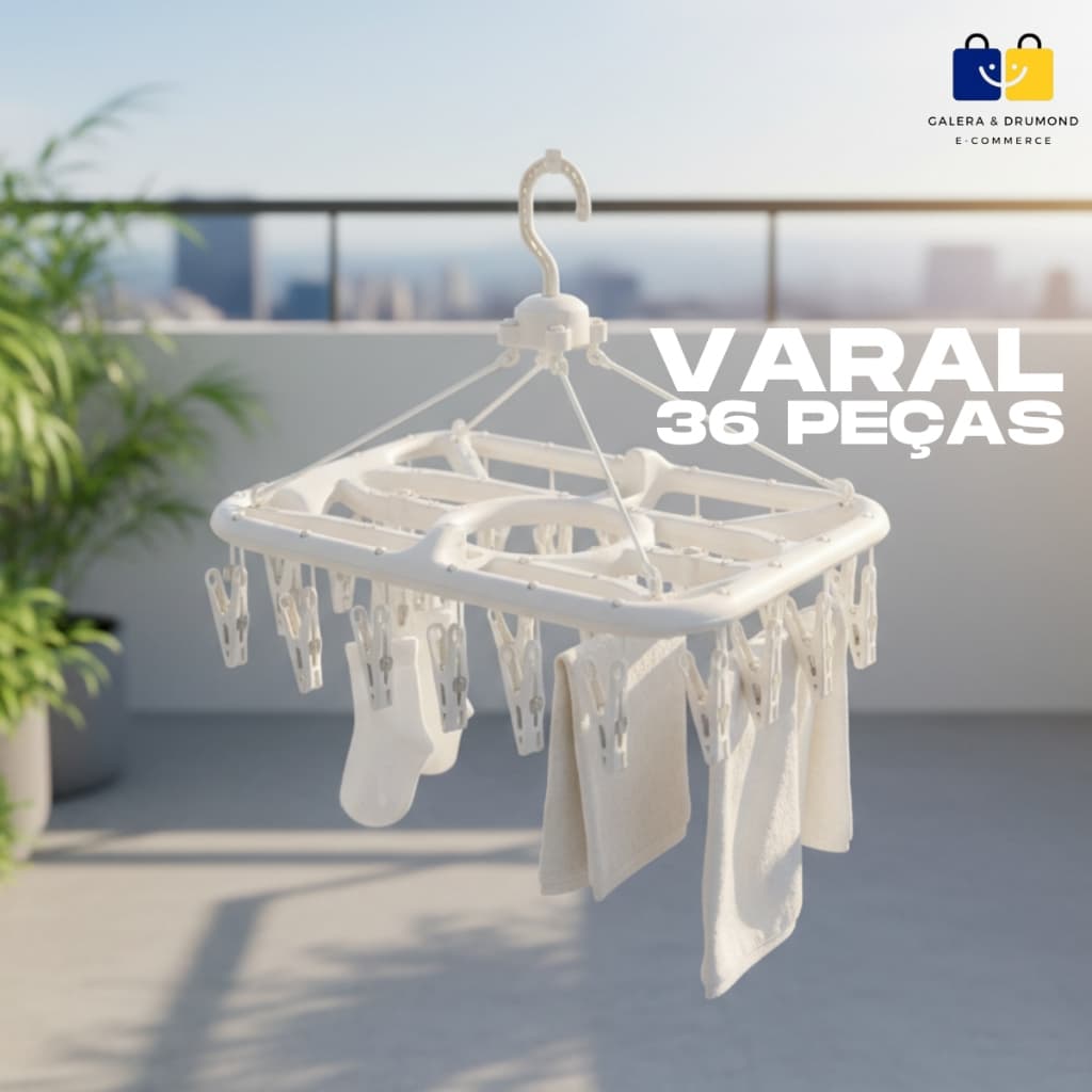 Varal 36 Prendedores Cabide Para Roupas Íntimas Meias e Variedades