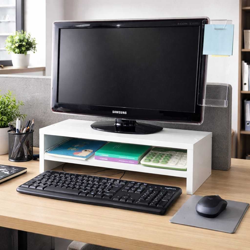 Suporte para monitor de computador, organizador de escritório, bancada, home office - 20cm de prof.