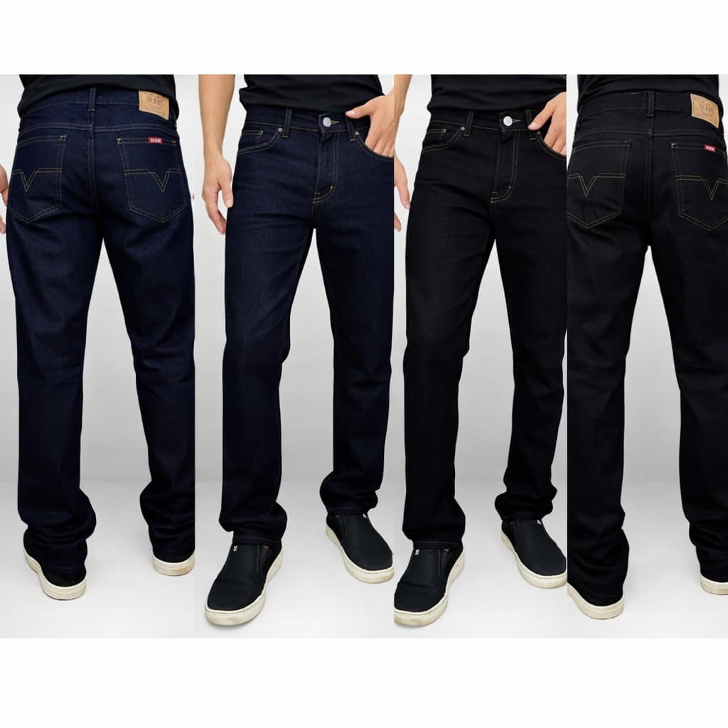 Kit 4 Calças Jeans Masculinas Plus Size 100% Algodão Tradicional Conforto