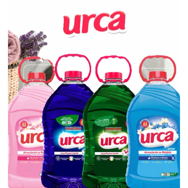 Kit 2 Lava Roupa Liquido Urca 5 Litros + 2 Amaciante Urca 5 Litros