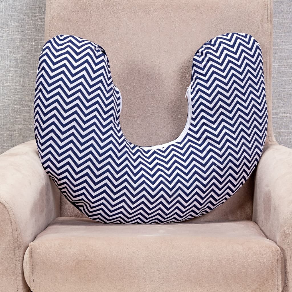 Almofada Amamentação Estampada Chevron Marinho