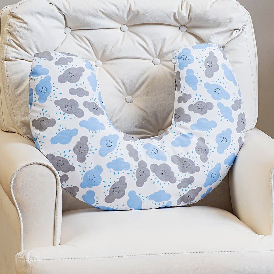 Almofada Amamentação Estampada Nuvem Azul Bebê