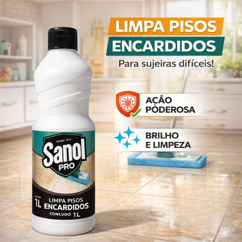Sanol Pro Limpa Pisos Encardidos 1L Limpeza Profunda Uso Doméstico