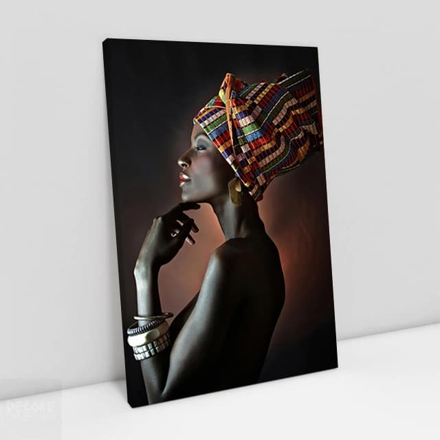 Quadro Decorativo Africana Com Turbante Estética