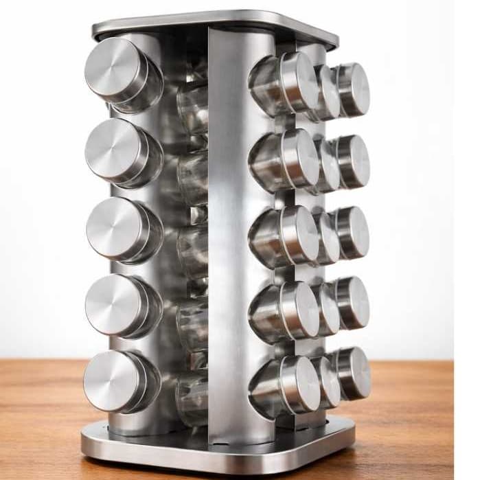 Porta Temperos Giratório Redondo Inox - Organização e Praticidade com Base Giratória