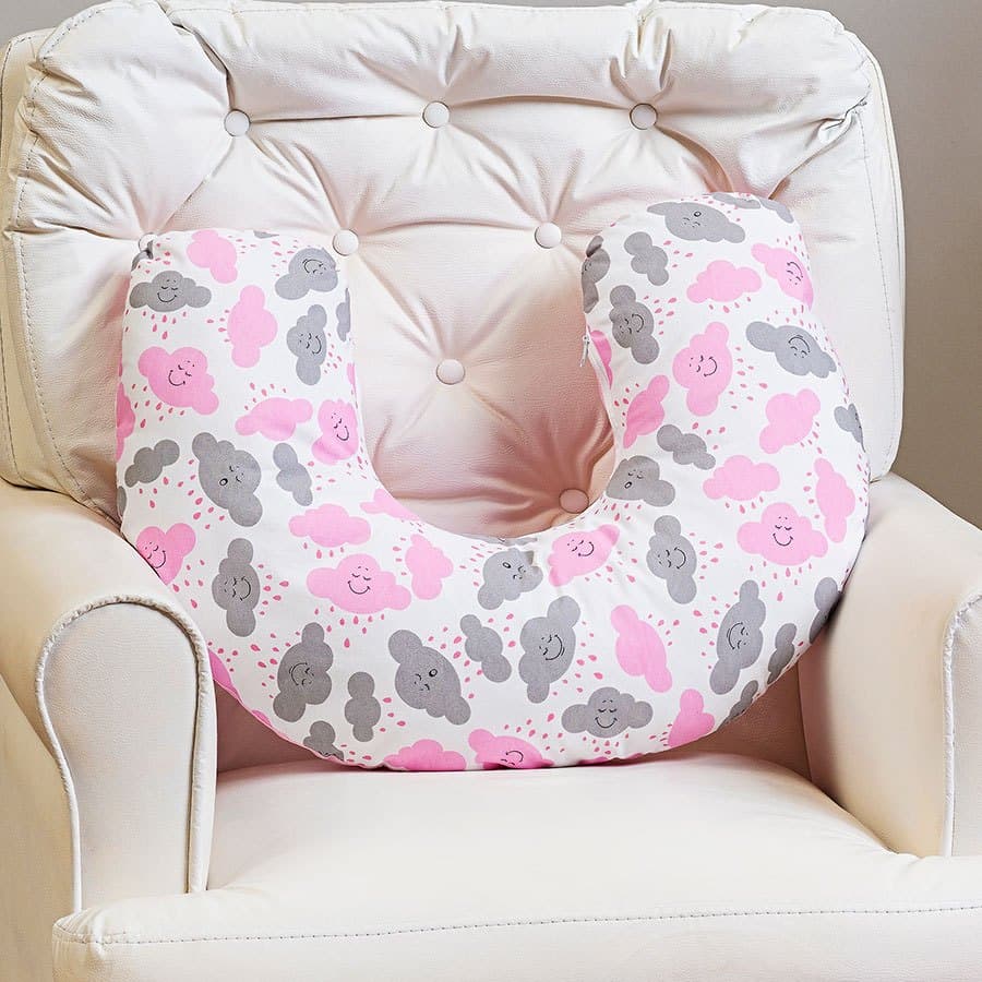 Almofada Amamentação Estampada Nuvem Rosa