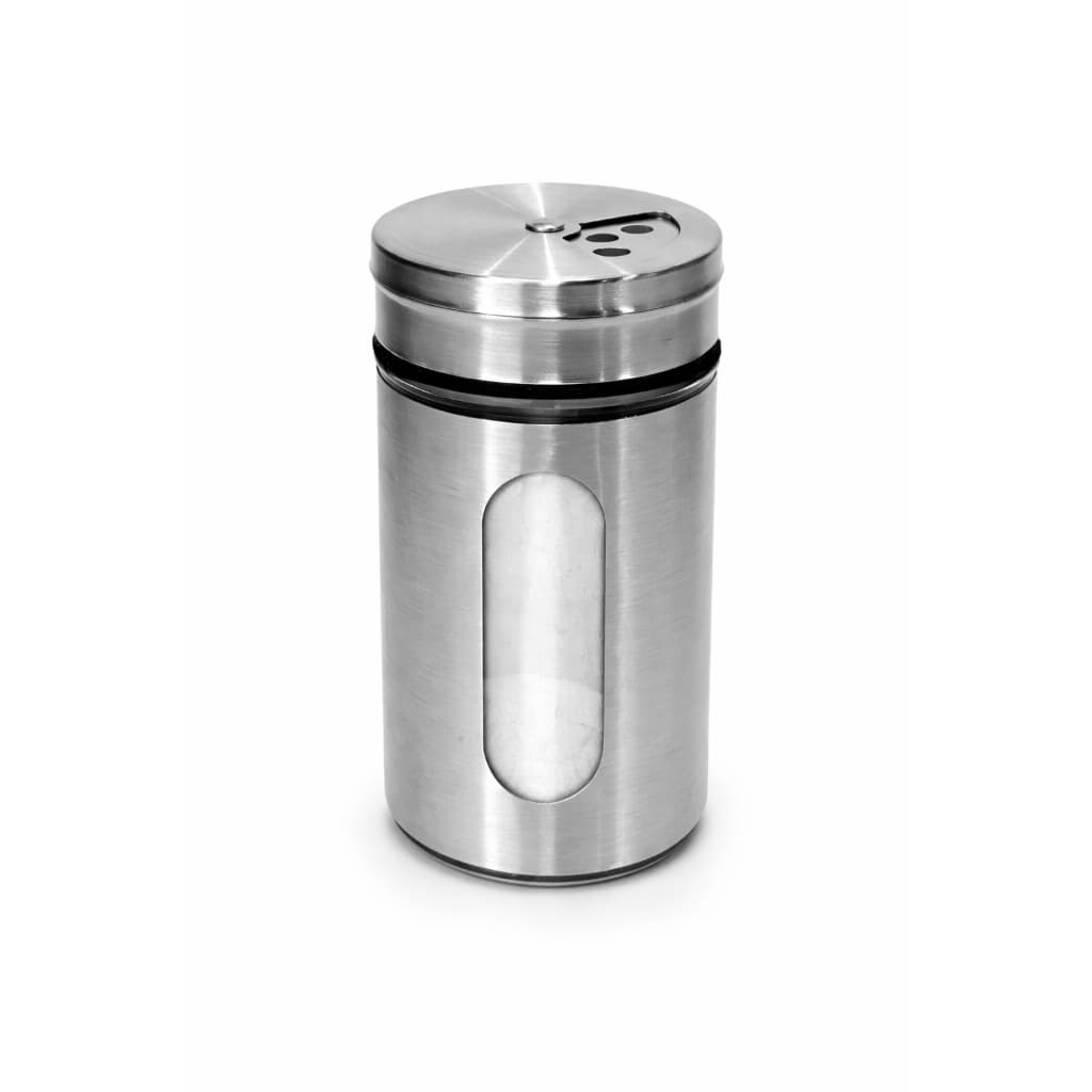 Saleiro Pimenteiro Porta Condimentos Vidro Aço Inox C Visor