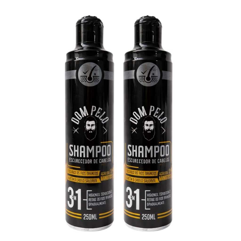Kit 2 Shampoo Escurecedor Dom Pelo Nova formula 250ml 3 em 1 Cabelo, Barba, Bigode, Pronta Entrega Envio Imediato