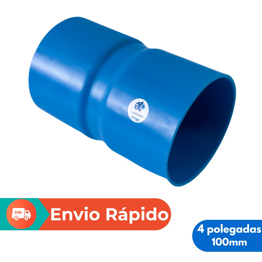 Conexão Irrigação Luva Soldável 4" - 100mm | Tubo PVC Azul PN80