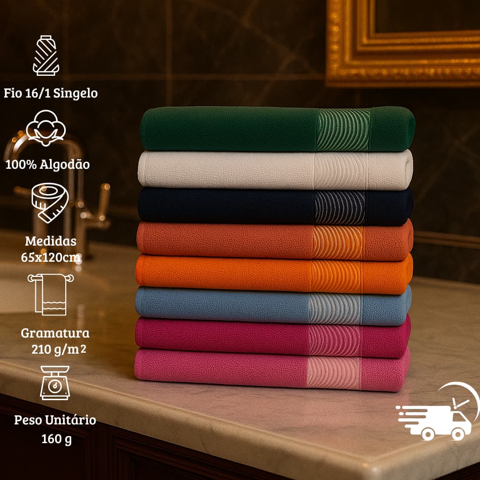 Kit 5 Toalha Banho Popular 100% Algodão Macia Super Absorventes Clean