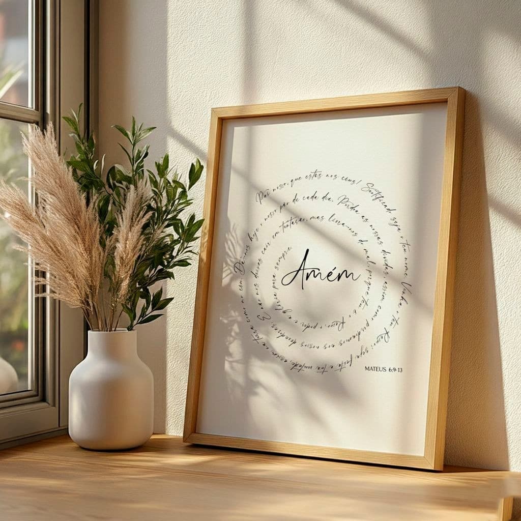 Quadro Oracão Pai Nosso Mateus 6: 9 -13 Moldura Caixa TokQuadros Com Vidro