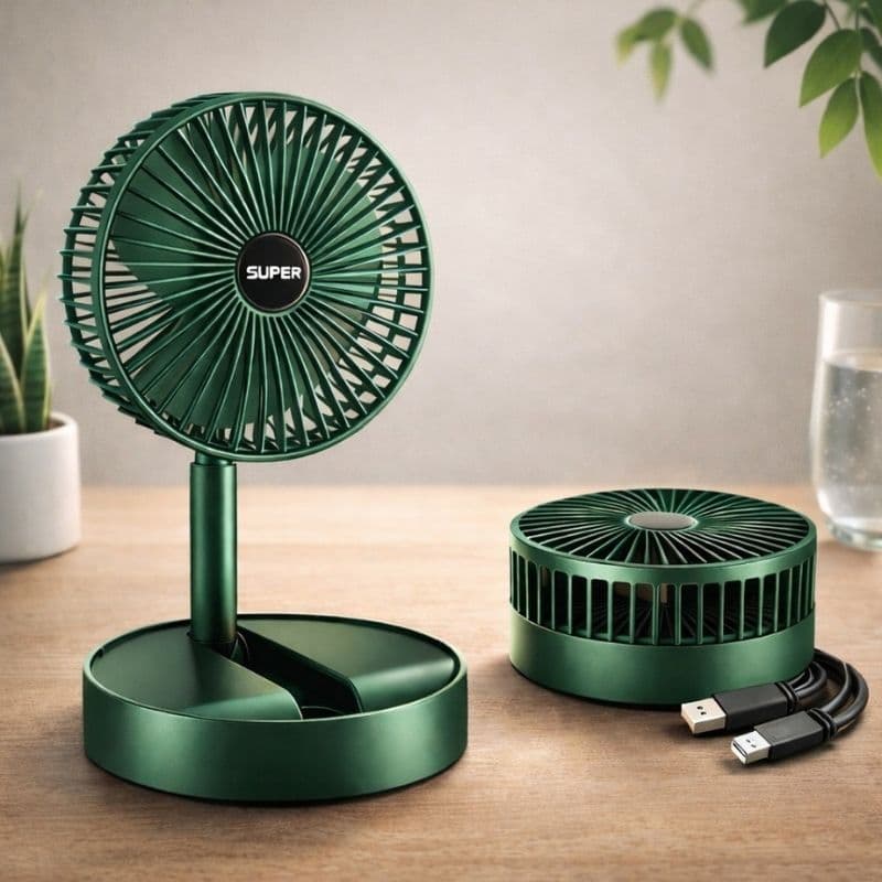 Ventilador Portátil Retrátil 180° Silencioso de Mesa USB de baixo ruído para Escritório