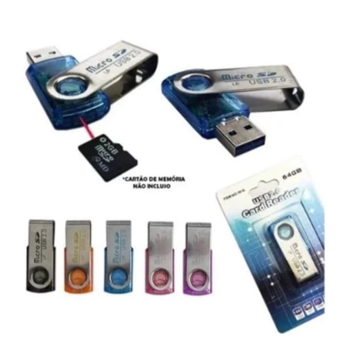 Kit 05 Leitor de Cartão Micro SD USB 2.0 com Plug and Play 9401