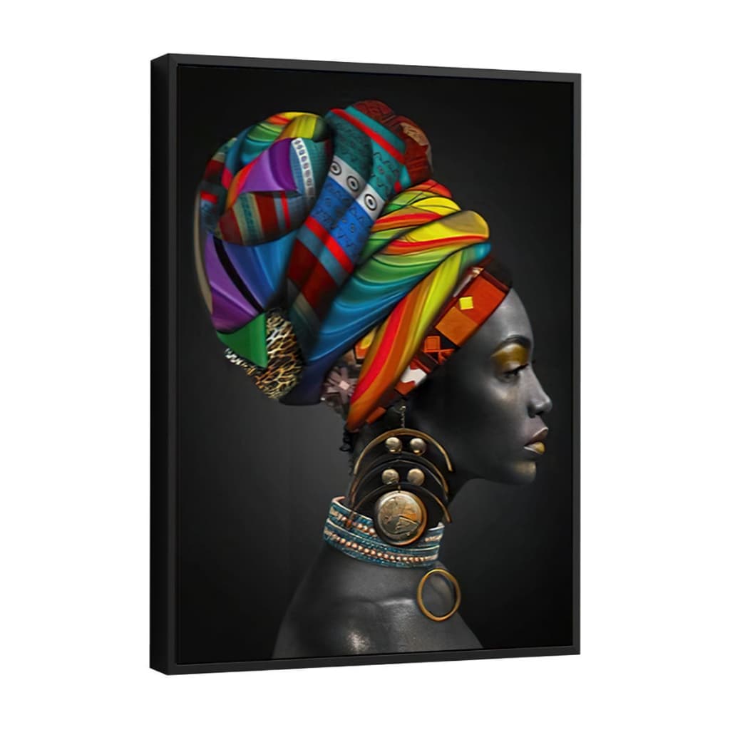 Quadro Decorativo Africana Turbante Colorido Para Sala Hall Entrada