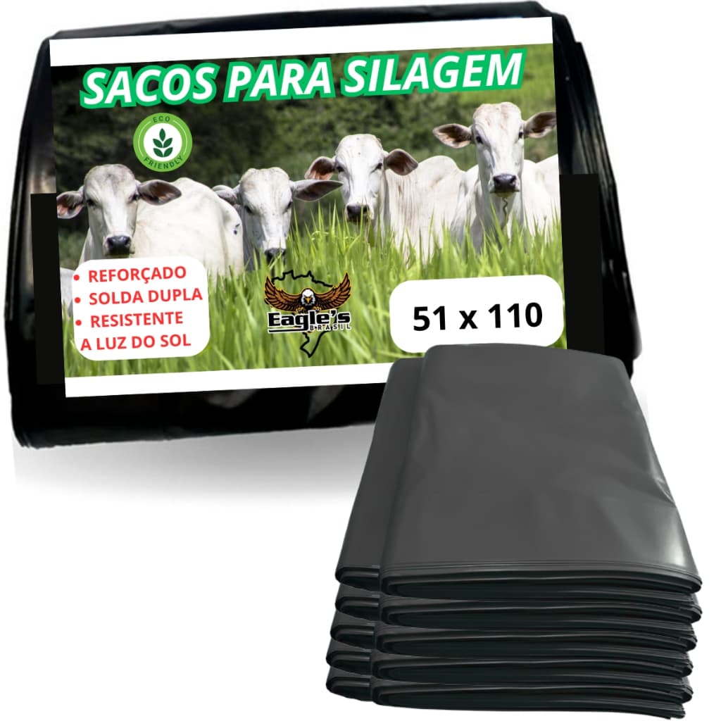 Sacos Para Silagem Preto 51x110 - 200 Micras + Abraçadeiras