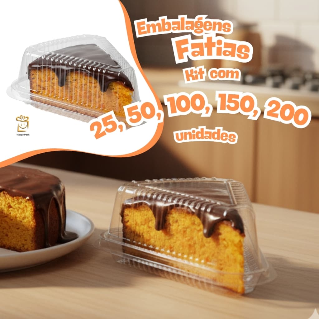 25-150 Embalagem Fatia Bolo Torta Temaki Triangular Kit Atacado Blister Descartavel Articulada